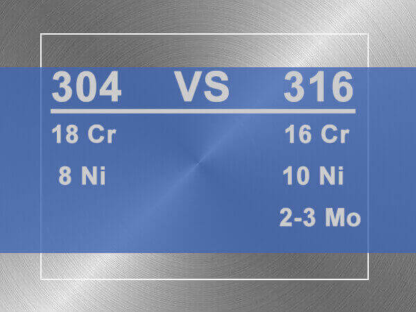 Difference between 304 and 316 stainless steel
